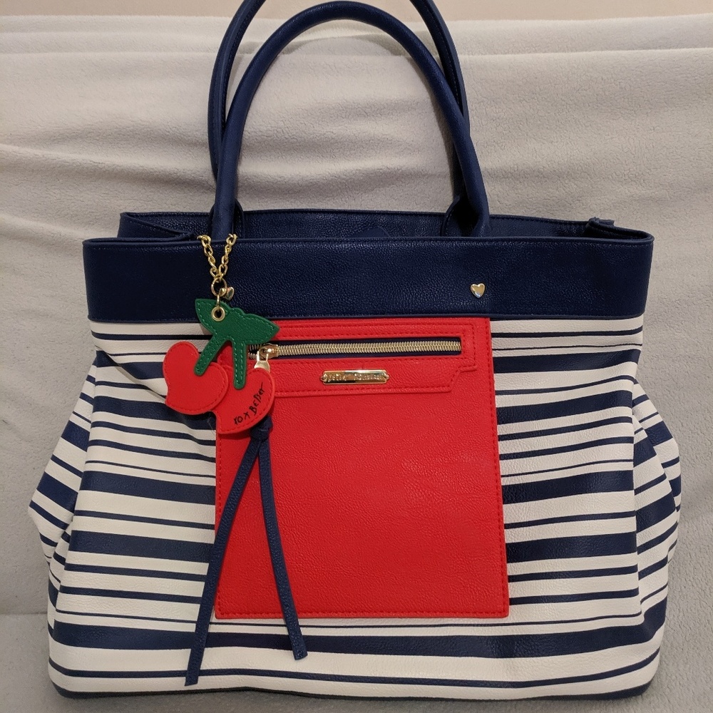 Betsy Johnson blue stripe handbag